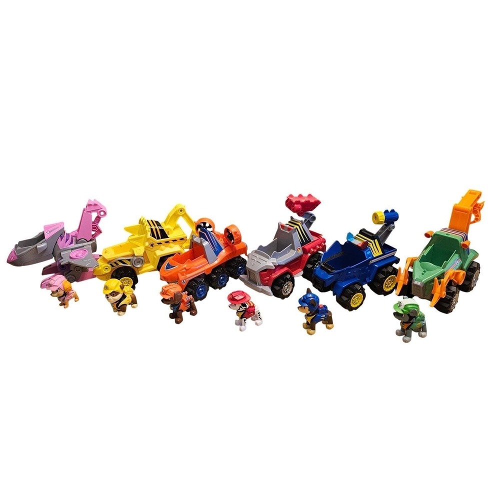 Paw Patrol Dino Rescue Deluxe Vehicle with figures playset bundle (Set of 6)